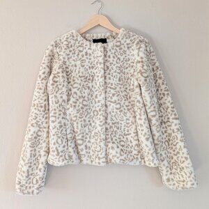 NWT Sanctuary Leopard Print Faux Fur Jacket Cream Tan Mob Wife Luxurious Size S